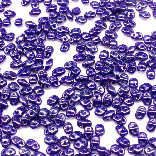 2x4mm 5g Czech glass Rulla beads nebula opaque blue — two-hole beads for jewelry making and bead weaving
