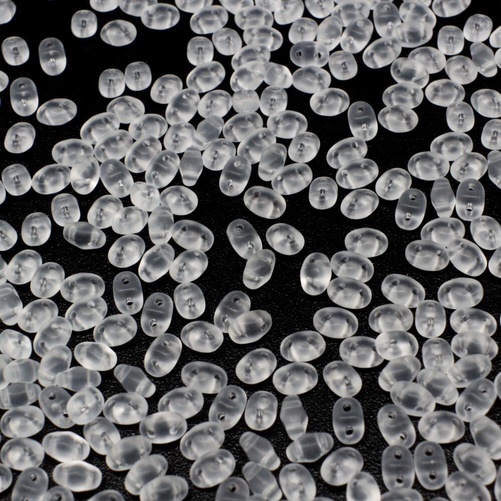2x4mm 5g Czech glass Rulla beads matte crystal — two-hole beads for jewelry making and bead weaving