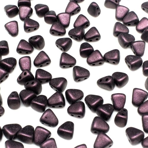 Czech glass Rulla beads bit czech glass beads 30pcs - met. suede dk plum — two-hole beads for jewelry making and bead weaving