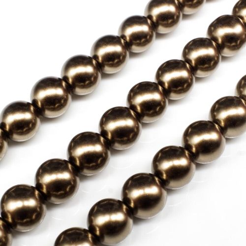 Glass Pearl Round Beads 10mm Caramel for jewellery making