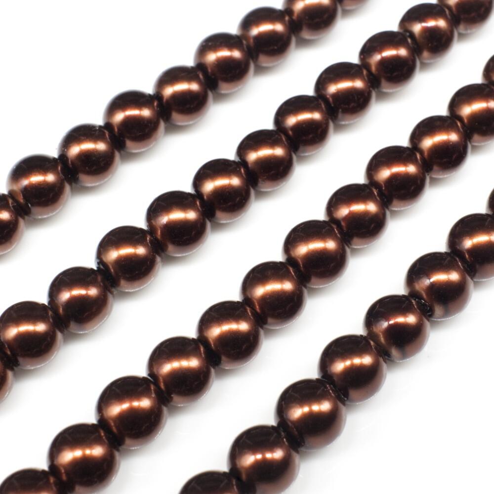 Glass Pearl Round Beads 6mm Dark Brown for jewellery making