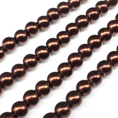 Glass Pearl Round Beads 6mm Dark Brown for jewellery making