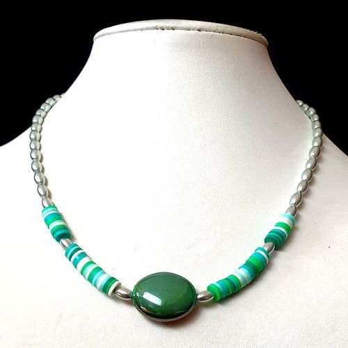 Joy Fimo Heishi Necklaces spring green necklace making kit — DIY set with beads and instructions for creating handmade jewelry