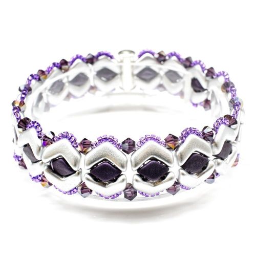 Vee Bead Bracelet silver purple bracelet making kit — DIY set with beads and instructions for creating handmade jewelry