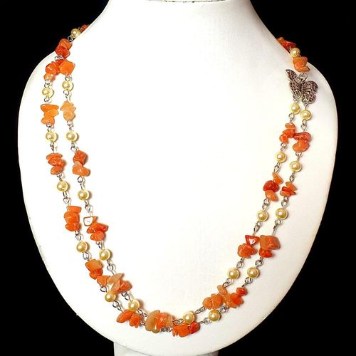 Belaine Butterfly Necklaces red aventurine necklace making kit — DIY set with beads and instructions for creating handmade jewelry