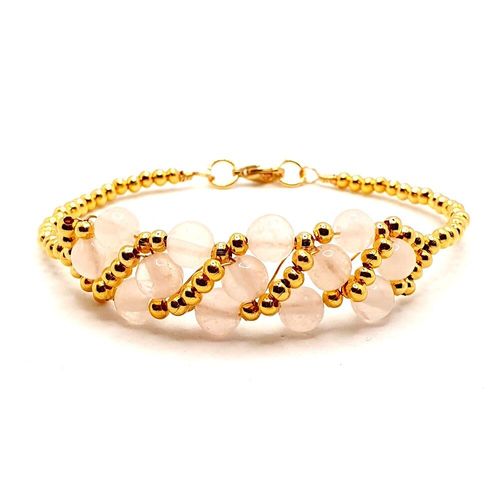 Monica Gemstone Bracelets rose quartz bracelet making kit — DIY set with beads and instructions for creating handmade jewelry