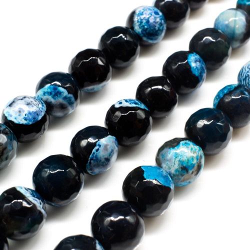 10mm resin druzy bead round black & blue 15" strand — sparkling cabochon-style stone ideal for jewelry making, pendants, and craft designs