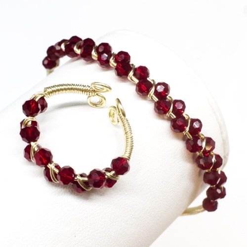 Delia Bangle & Ring root beer jewelry making kit — DIY set with beads and instructions for creating handmade jewelry