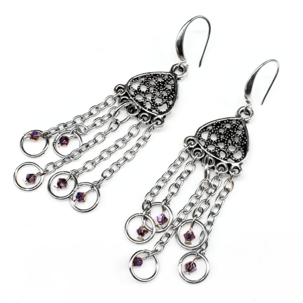 Elena Earrings 3 Pairs purple ab earring making kit — DIY set with beads and instructions for creating handmade jewelry