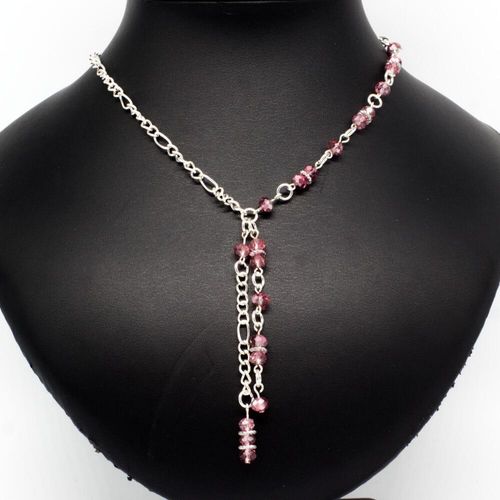 Estelle Crystal Chain Necklace silver pink mirror necklace making kit — DIY set with beads and instructions for creating handmade jewelry