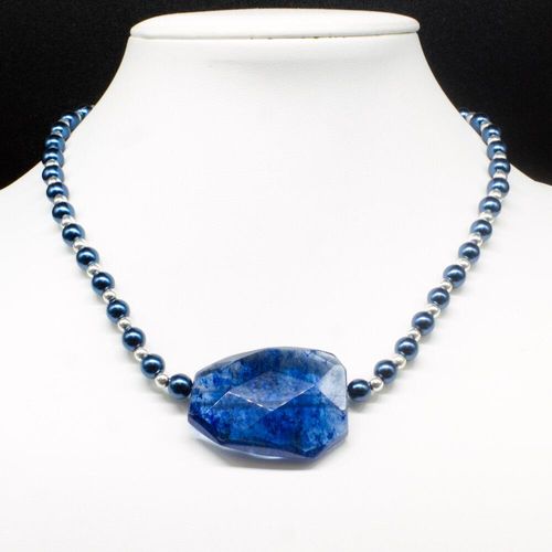 Tessa Necklace twighlight blue necklace making kit — DIY set with beads and instructions for creating handmade jewelry