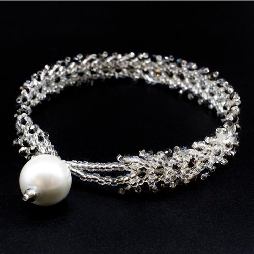 St Petersberg Chevron Bracelets silver crystal bracelet making kit — DIY set with beads and instructions for creating handmade jewelry
