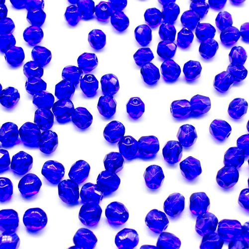 4mm Czech glass fire polished faceted beads colbolt blue — pack of 100, high-quality faceted beads perfect for jewelry making and beadwor…
