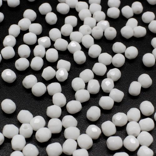 4mm Czech glass fire polished faceted beads alabaster — pack of 100, high-quality faceted beads perfect for jewelry making and beadwork p…