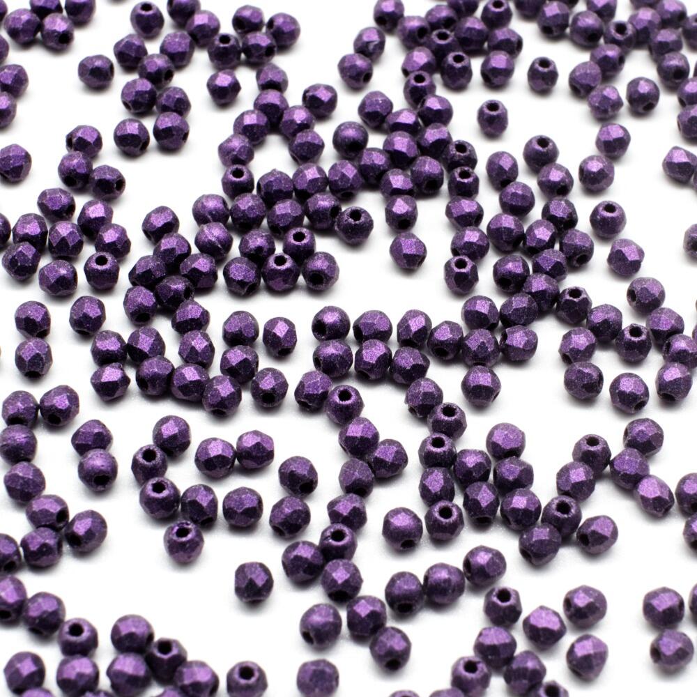 2mm Czech glass fire polished faceted beads met. suede purple — pack of 100, high-quality faceted beads perfect for jewelry making and be…