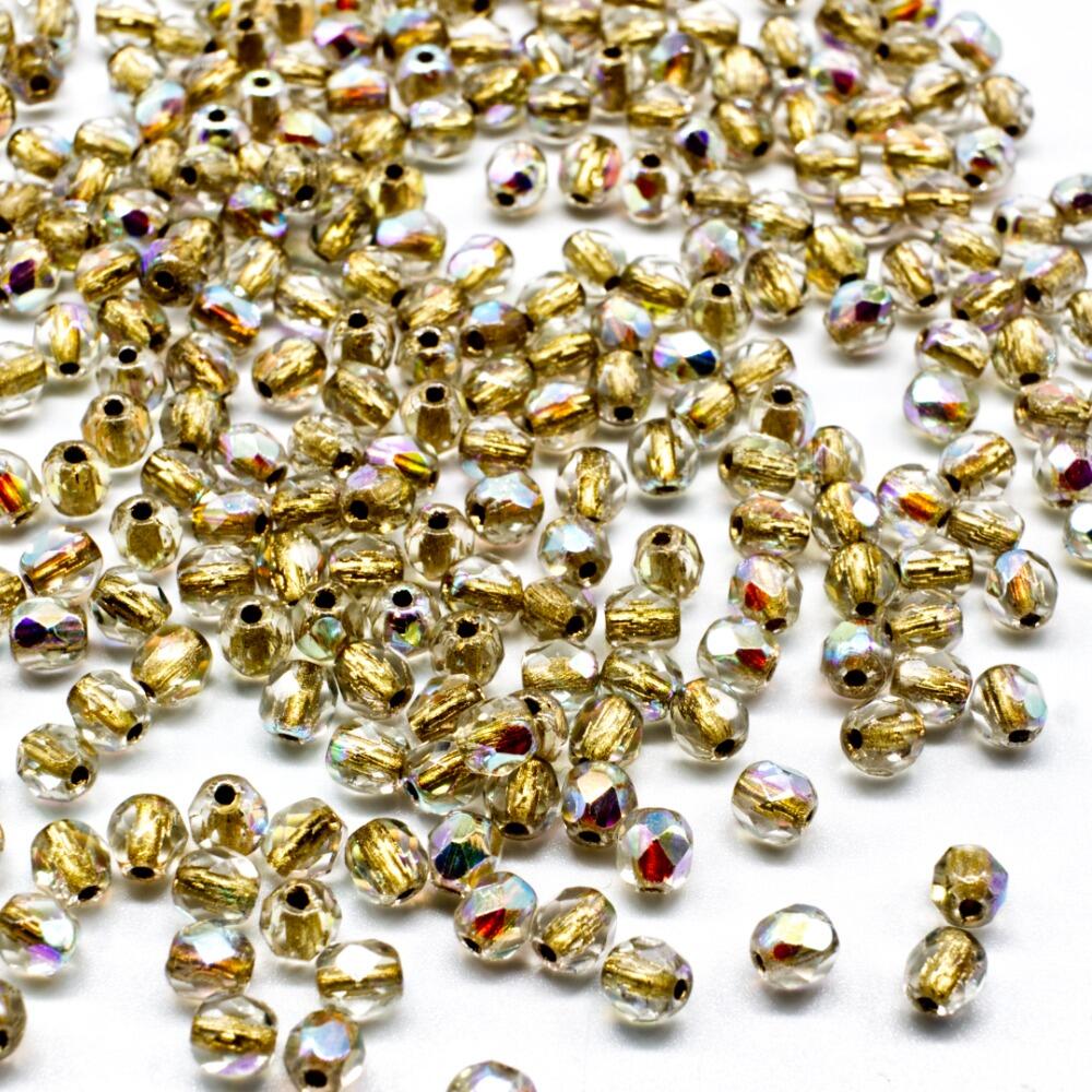4mm Czech glass fire polished faceted beads crystal copper lined — pack of 100, high-quality faceted beads perfect for jewelry making and…