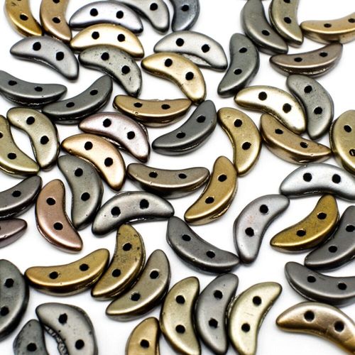 10mm Czech glass glass beads matte metallic leather — pack of 7, high-quality two-hole beads ideal for jewelry making, bead weaving, and…
