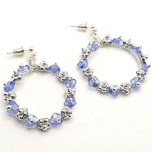 Delphine Flower Earrings 4 Pairs silver & lavender earring making kit — DIY set with beads and instructions for creating handmade jewelry