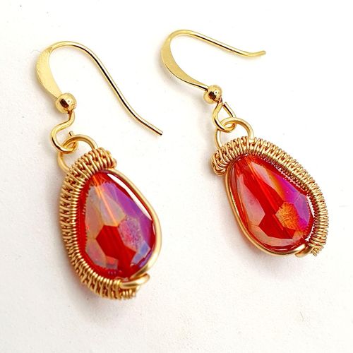 Linda Crystal Drop Earrings 1 Pair red rainbow earring making kit — DIY set with beads and instructions for creating handmade jewelry