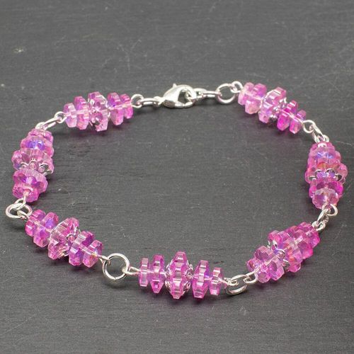 Margarita Flower Bracelets pink & silver bracelet making kit — DIY set with beads and instructions for creating handmade jewelry