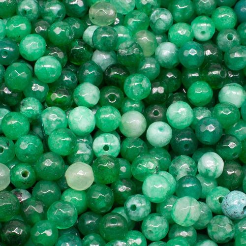 Dyed Jade 6mm Facet Round Beads Mix 60pc Green pack of 6 for jewellery making