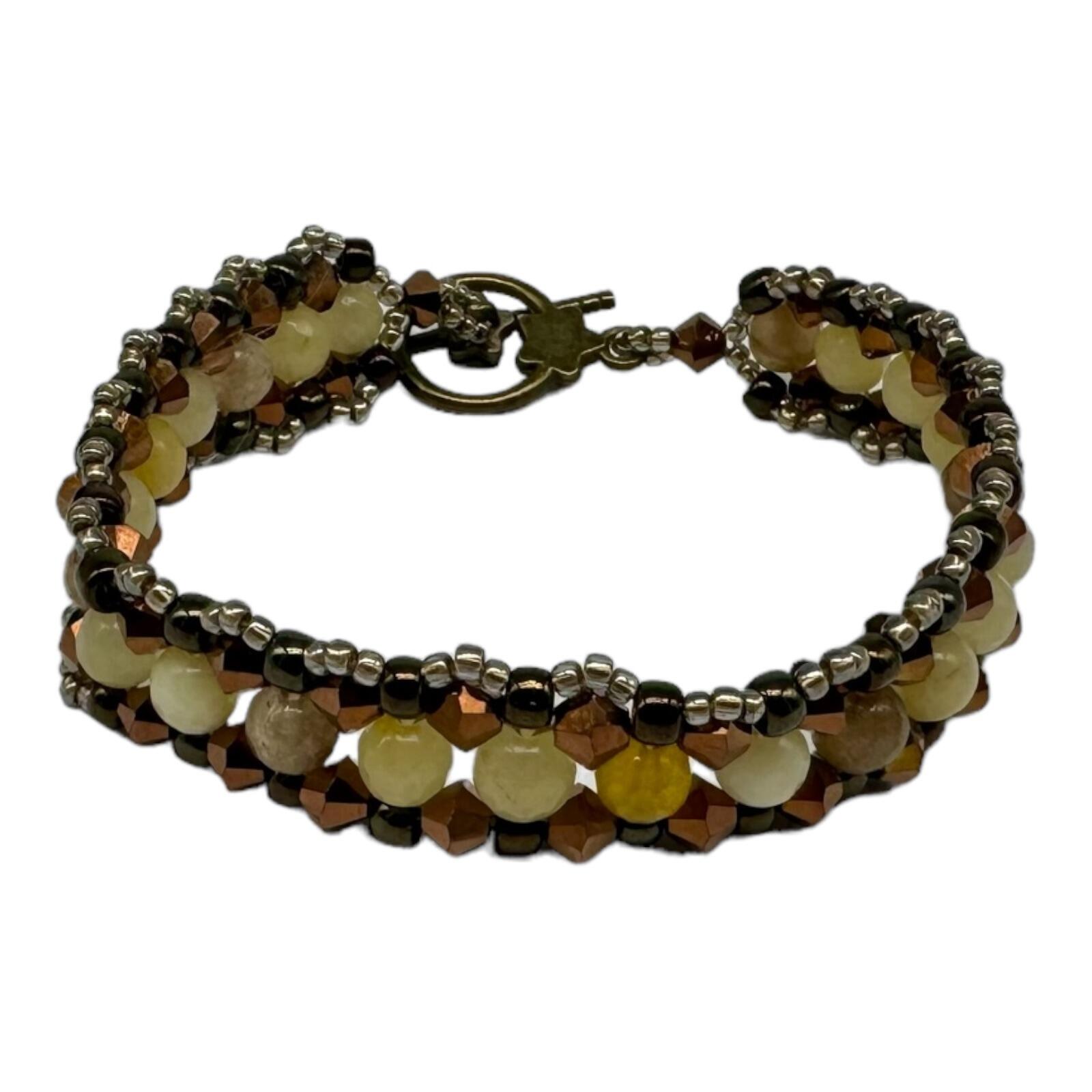 Jocelyn Crystal & Jade Bracelets cream bracelet making kit — DIY set with beads and instructions for creating handmade jewelry