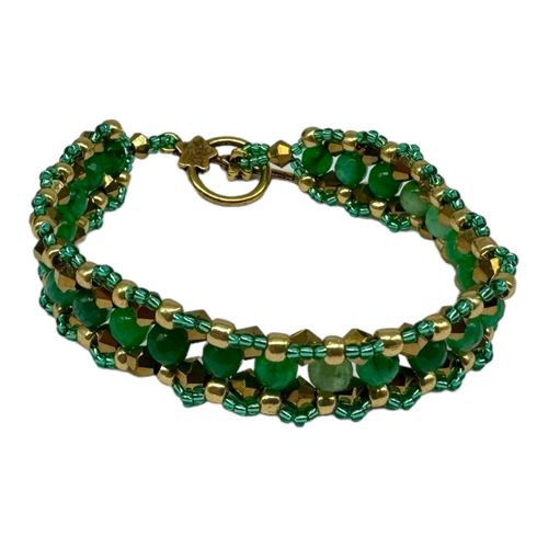 Jocelyn Crystal & Jade Bracelets green bracelet making kit — DIY set with beads and instructions for creating handmade jewelry