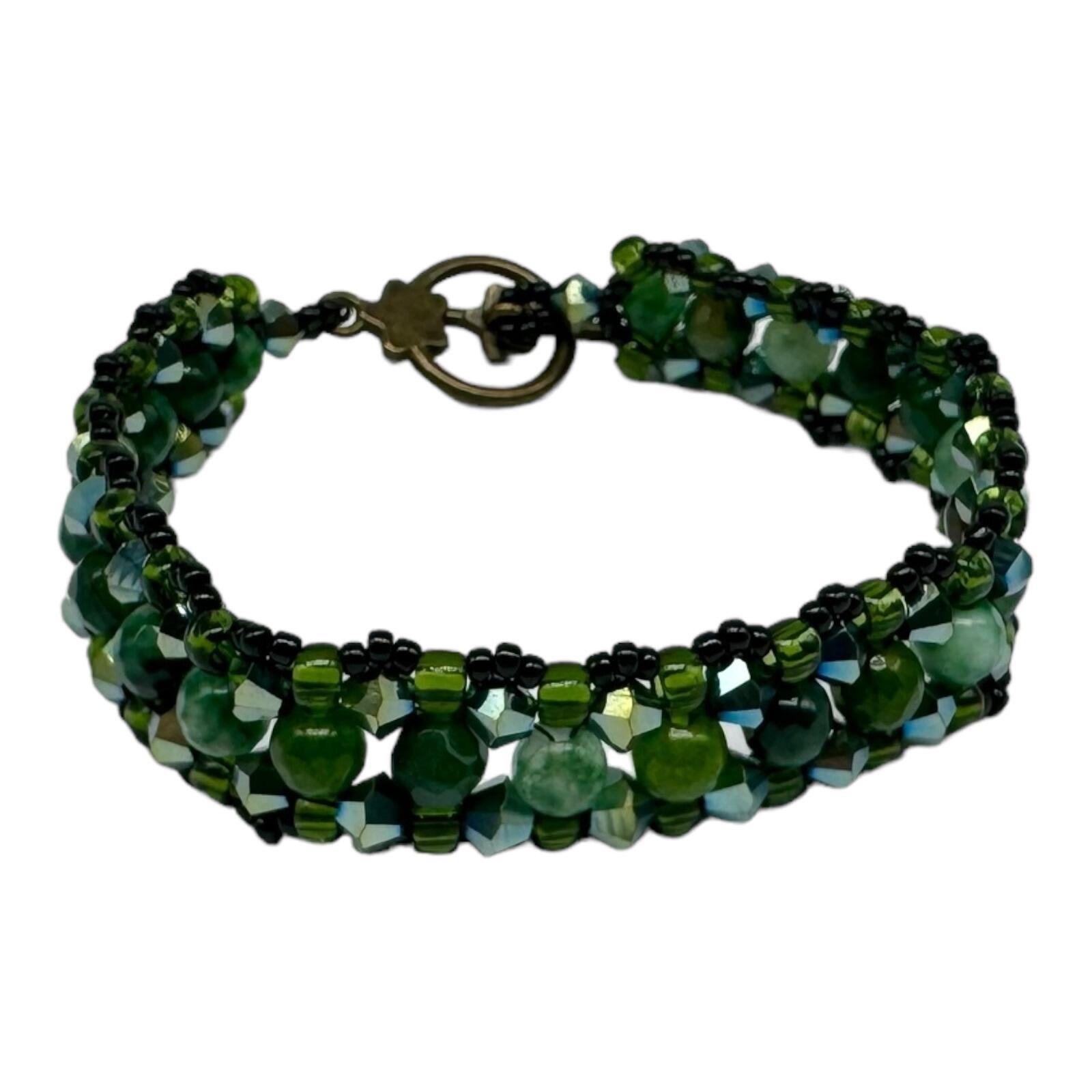 Jocelyn Crystal & Jade Bracelets moss green bracelet making kit — DIY set with beads and instructions for creating handmade jewelry