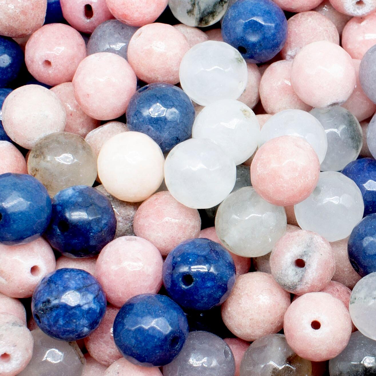 Dyed Jade 10mm Facet Round Beads Mix 35pc Himalayan pack of 10 for jewellery making