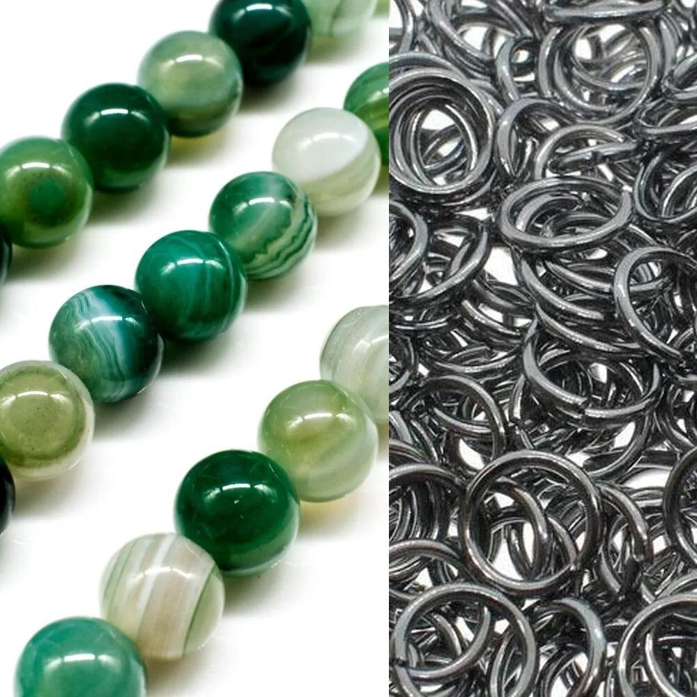 Laura Agate Jewellery green jewelry making kit — DIY set with beads and instructions for creating handmade jewelry