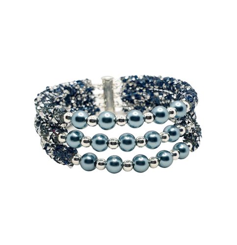 Monique Memory Bracelet silver aqua bracelet making kit — DIY set with beads and instructions for creating handmade jewelry