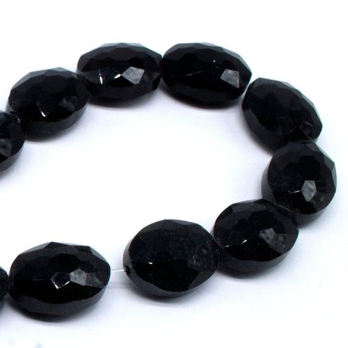 16mm crystal beads jet black, pack of 8 — faceted for jewelry making and beadwork
