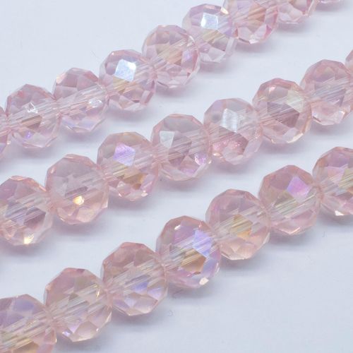 10mm crystal beads pink ab, pack of 30 — AB finish, faceted for jewelry making and beadwork