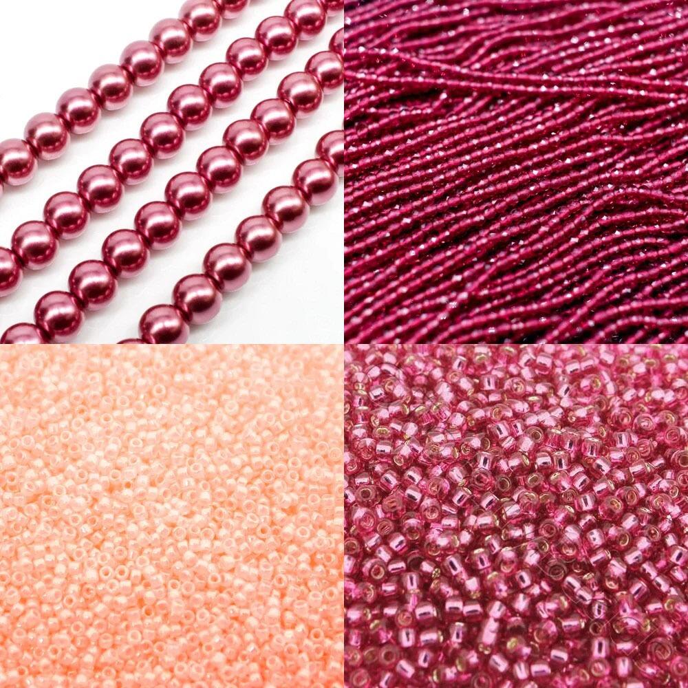 BC24 WK23 Mosiac Bracelet Dark Pink 6mm for jewellery making