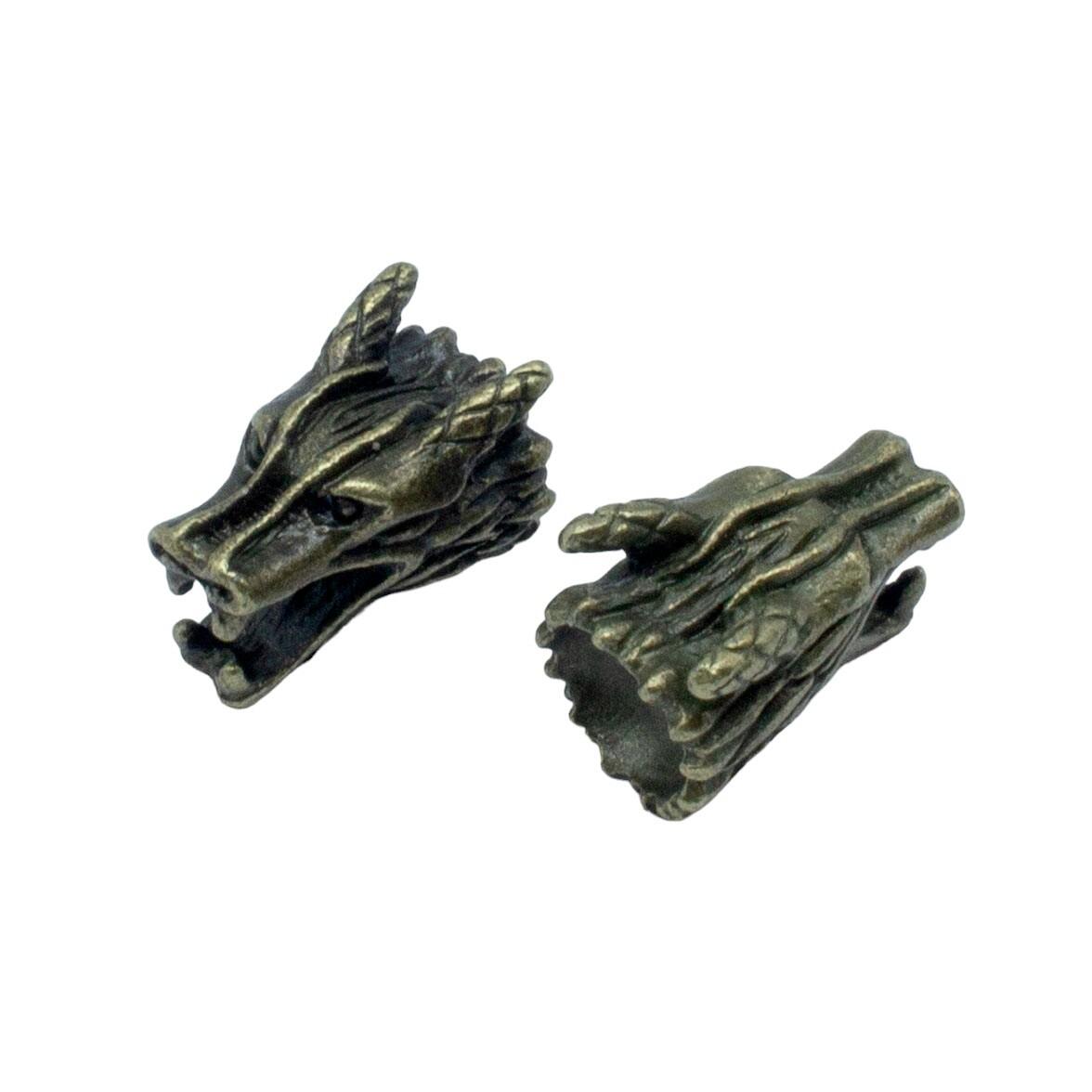 Dragon Head Alloy Bead 15mm 2pcs Ant. Bronze for jewellery making