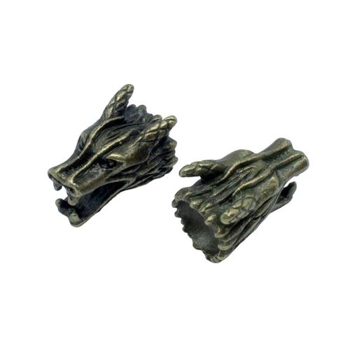 Dragon Head Alloy Bead 15mm 2pcs Ant. Bronze for jewellery making