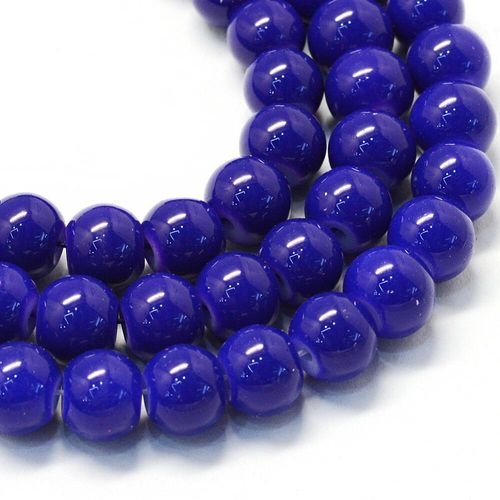 Opaque Glass Round Beads 8mm Royal Blue for jewellery making