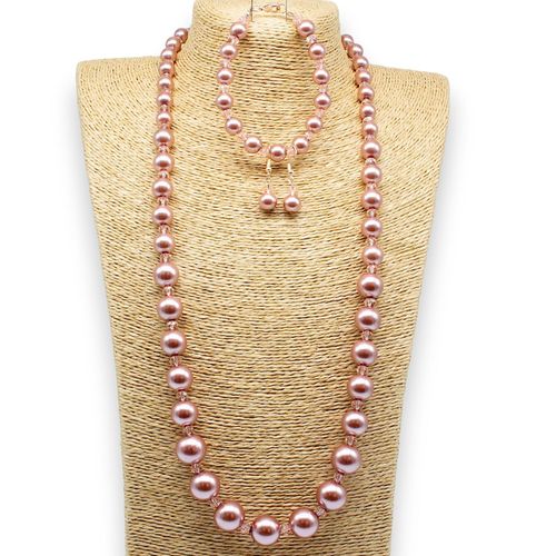 Graduated Pearl & Crystal Jewellery light indian pink jewelry making kit — DIY set with beads and instructions for creating handmade jewelry