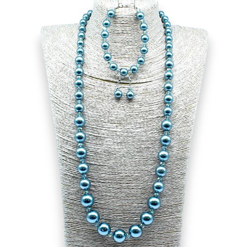 Graduated Pearl & Crystal Jewellery dark steel blue jewelry making kit — DIY set with beads and instructions for creating handmade jewelry