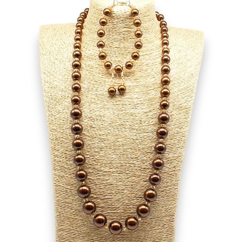 Graduated Pearl & Crystal Jewellery bronze jewelry making kit — DIY set with beads and instructions for creating handmade jewelry