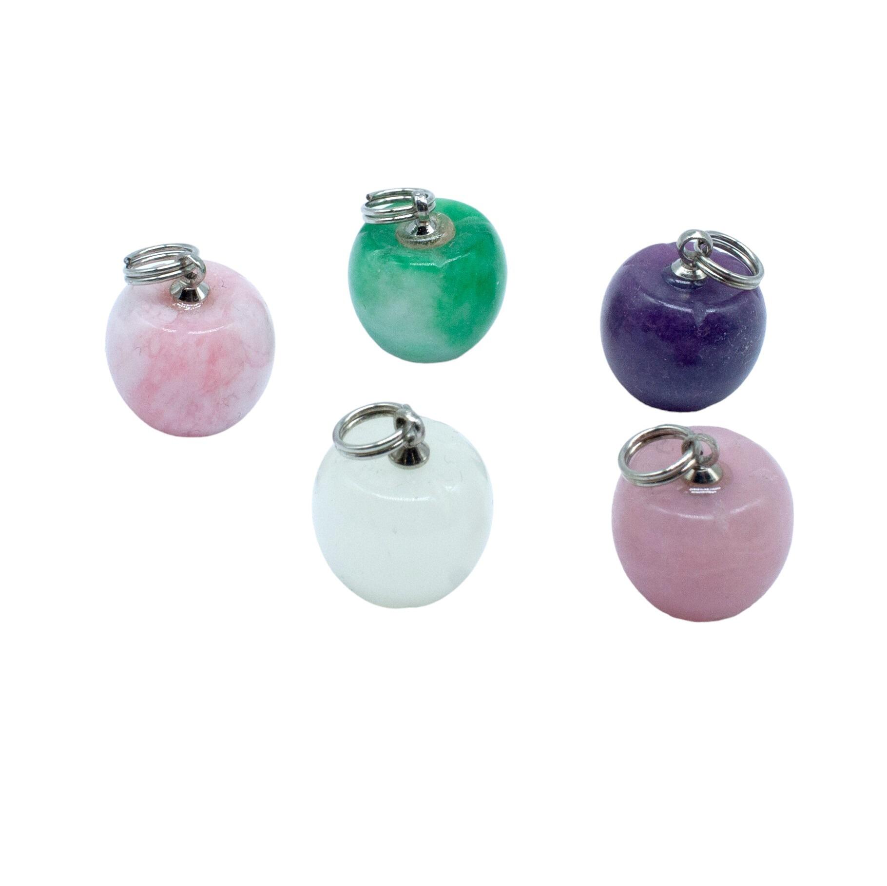 Gemstone Apple Charms 13mm 5 Mixed for jewellery making