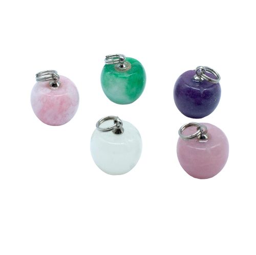 Gemstone Apple Charms 13mm 5 Mixed for jewellery making