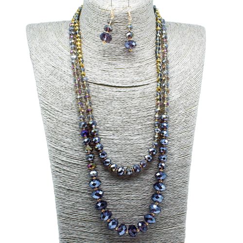 Elenor Double Strand Necklace purple gold rainbow necklace making kit — DIY set with beads and instructions for creating handmade jewelry