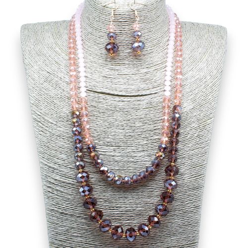 Elenor Double Strand Necklace pink amethyst necklace making kit — DIY set with beads and instructions for creating handmade jewelry