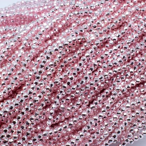 1.5mm crystal beads metallic light pink — faceted for jewelry making and beadwork