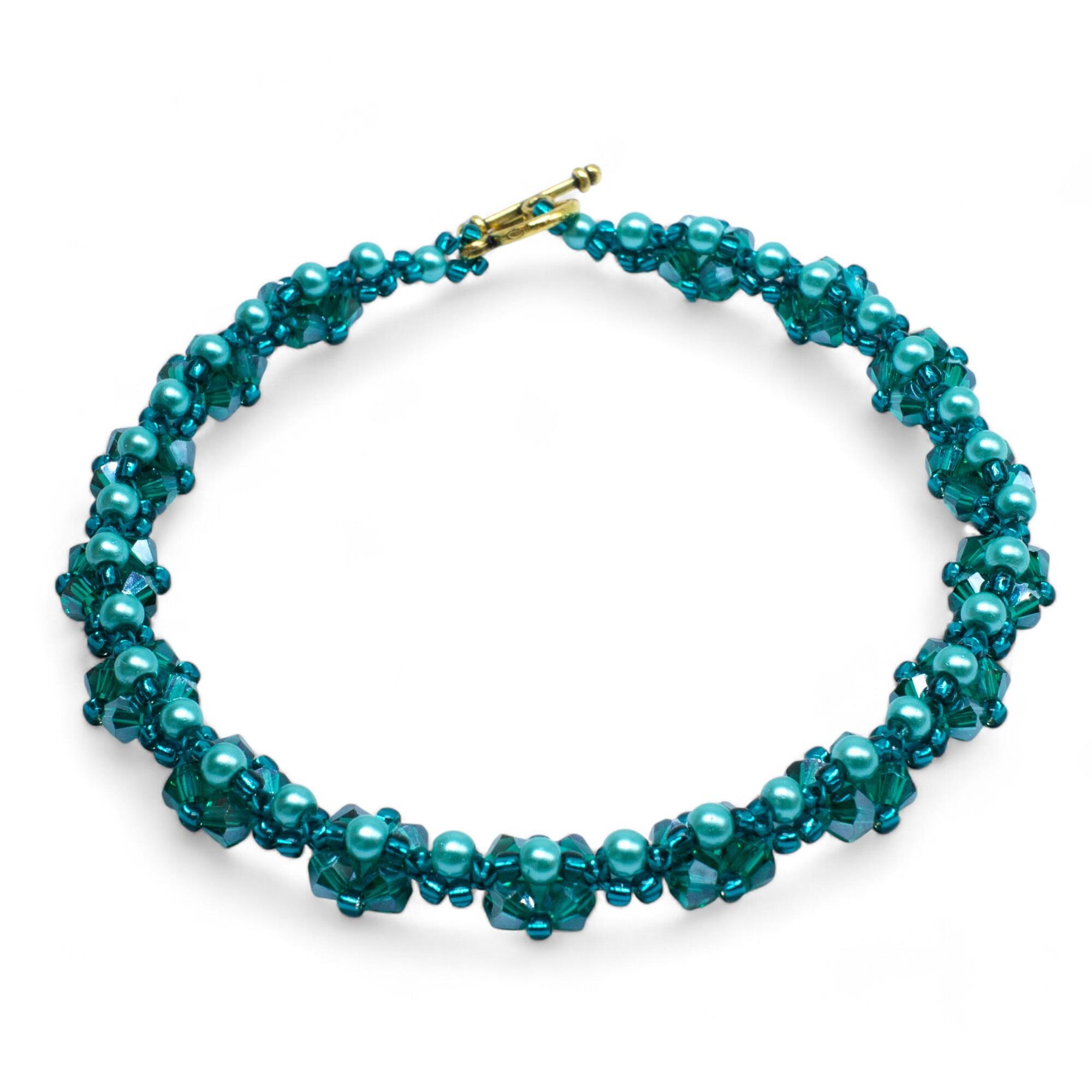 Kassia Diamond Bracelet Makes 2 teal bracelet making kit — DIY set with beads and instructions for creating handmade jewelry