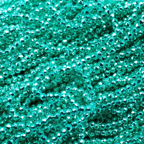 1.5mm crystal beads metallic sea green — faceted for jewelry making and beadwork