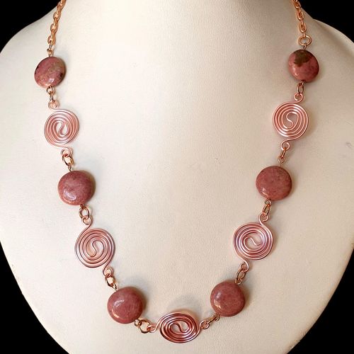 Nevaeh Coin Necklace rhodochrosite necklace making kit — DIY set with beads and instructions for creating handmade jewelry