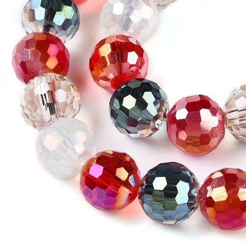 Crystal 96 Facet Round Beads 8mm Crimson Mix for jewellery making