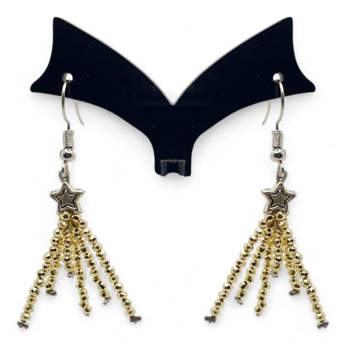 Shooting Star Earrings metallic light gold earring making kit — DIY set with beads and instructions for creating handmade jewelry